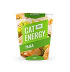 A jar of nutrition 'Cat Energy PRO 1000g' with a taste of fish.